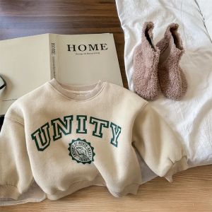 deer jonmi New Winter Children Letter Printed Sweatshirts Korean Style Baby Boys Casual Thicken Warm Pullovers Tops2026