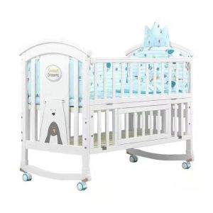 Happy Kiddos 10-in1 Multipurpose Wooden Crib with Free Bed Mattress