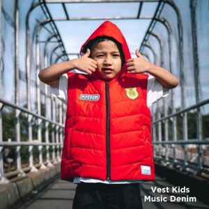 ROMPI HOODIE ANAK MUSIC DENIM FULL BORDIR / Vest kids Parasut waterproof anti angin Outdoor