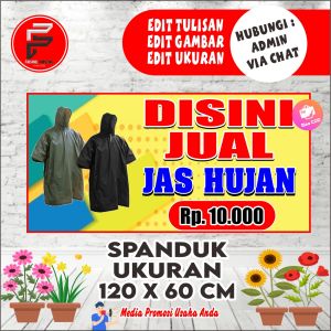 Spanduk Banner Jual Jas Hujan ukuran 120x60 cm