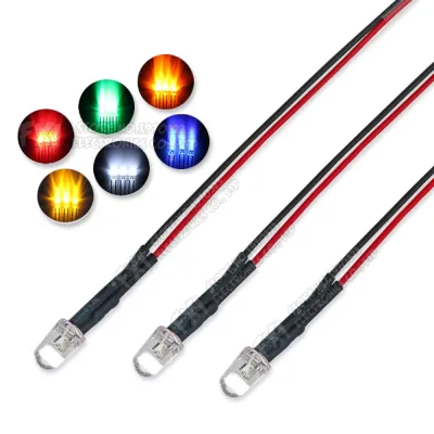 10PCS DC 3V 6V 12V 24V Pre Wired 5mm LED Light Lamp Bulb Prewired Emitting Diodes Transparent Yellow Blue Green White Red Orange