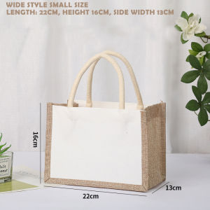 DIY Large Capacity Scrawl Plain Design Abaca Linen Burlap Shopping Bags Handbag Tote Jute Bag Pouch