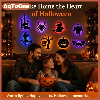 AqToCna Halloween Night Light 3D Wall Decoration Stickers Waterproof Luminous Decals for Patio Garden Indoor Holiday Decor