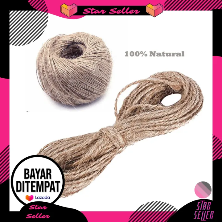 [ Bayar Di Tempat ] Tali rami 2 Ply Panjang 10 Meter Warna Coklat ...