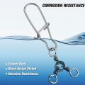 SILANON Fishing 3 Way Swivel Snaps Stainless Steel Cross Line Duo Lock Snap Swivels Saltwater Barrel Triple Swivels Fishing Tackle Connector for Catfish Trolling Surf Rig 26-83LB. 
