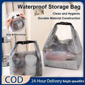 Waterproof Toiletry Bag Large Capacity Makeup Handbag Snap Button Portable Towel Storage Organizer