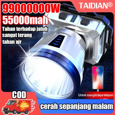Diterangi selama 500 jam YINGRUI senter kepala Sangat terang1865000mah 500Watt Senter Kepala super terang senter kepala led cas tahan 24 jam tahan air heavyduty militer asli darurat stong light Headlamp berkemah led Senter Berkemah Headlamp Outdoor LED