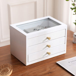 Hicus Solid walnut wood white colour jewelry organizer large capacity multifunctional jewelry