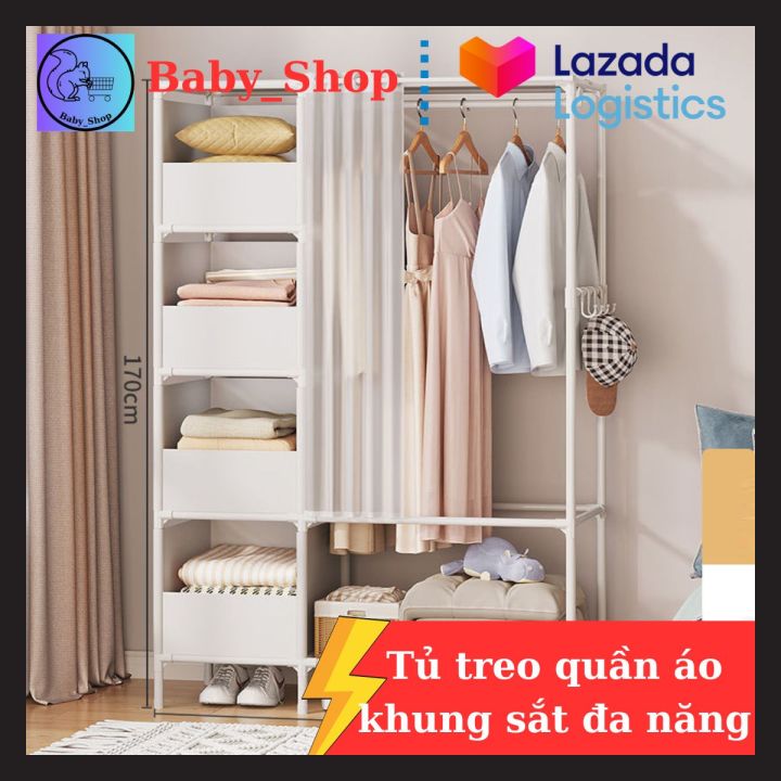 Kệ quần áo, TỦ TREO QUẦN ÁO KHUNG SẮT ĐA NĂNG - Móc treo quần áo được ...