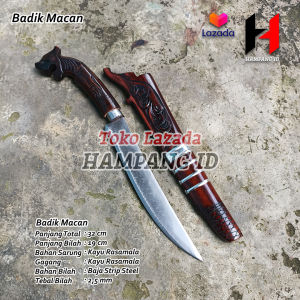 Golok Sembelih Gagang Macan 30cm Gagang Ukiran Barlen Kepala Macan