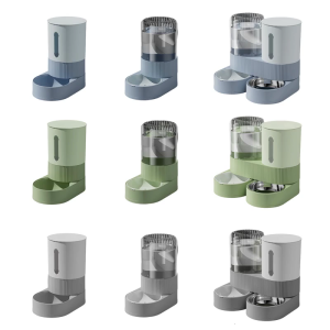 Automatic Refilling Pet Water Bowl And Dish Set With Stainless Steel Removable Tray Anti Tip Base For Small Animals