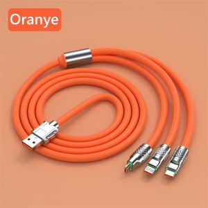 Kabel Pengisian 3 in 1 Kabel 6A 120W Data Cable Fast Charging Tipe C Carger Type C for Usb IPhone Ios Cable Data Micro USB Lighting Liquid Cable untuk Apple Android Samsung Vivo Xiaomi Realme Redmi Infinix