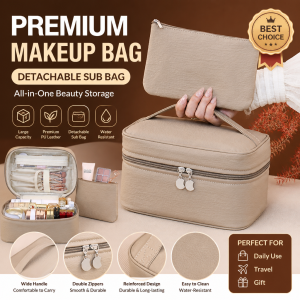 2 < unk > In < unk > 1 Dual Layer Makeup Bag Portable Travel Cosmetic Storage Handheld Toiletry Organizer