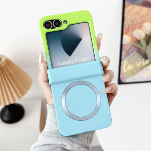 Luxury Gradient Matte Case for Samsung Galaxy Z Flip 6 5 4 3 7 8 flip6 ZFlip Magnetic Double Color Shockproof Hinge Hard Cover