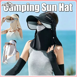 JACIRCLE Sun Hat Woman with Detachable Face Mask Bigger Brim Empty Top Uv Hat Topi Pantai Wanita 防曬帽