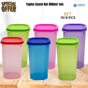 Pyramid Paket Toples Plastik Snack Nut volume 600ml/SET isi 6 pcs
