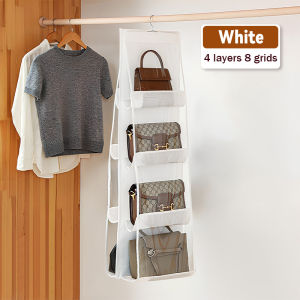 8 Grids Handbag Storage Artifact Bag Dust-proof Cover Door Behind Bag Storage Hanging Shelf Household Dormitory Storage Bag Organizer