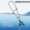 SILANON Fishing 3 Way Swivel Snaps Stainless Steel Cross Line Duo Lock Snap Swivels Saltwater Barrel Triple Swivels Fishing Tackle Connector for Catfish Trolling Surf Rig 26-83LB. 