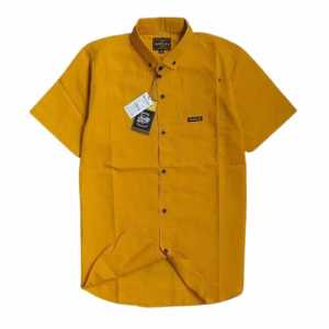 TERBARU 2024 Kemeja Polos Pria Warna Kuning Mustard Lengan pendek /Kemeja Top Men Kemeja TERLARIS