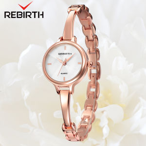 Jam Tangan Wanita Rebirth Design Fashion dan Eksklusif / Jam Tangan Cewe Eksekutif dan Elegant Bahan Stainless Steel - Warna Rose Black / Rose White [COD BAYAR DI TEMPAT]