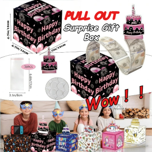 30Pcs/Set Money Pulling Surprise Gift Box Birthday Gift Cake Box Happy Birthday Party Decorations