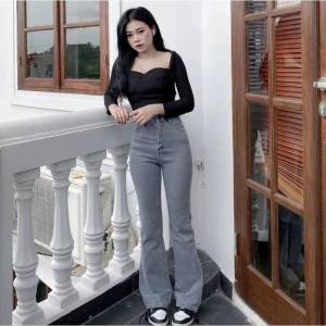 Celana Cutbray Jeans Highwaist Wanita Terlaris Terbaru 2024
