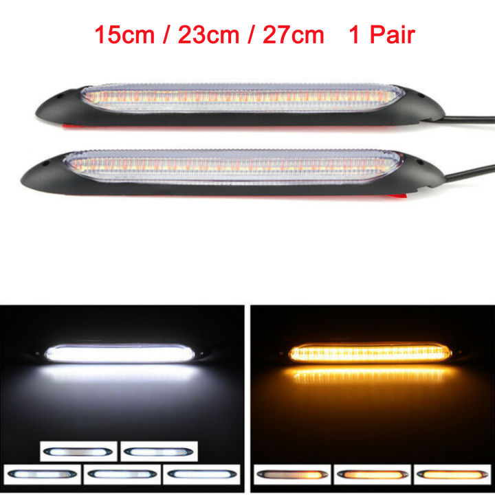 2Pcs Car LED DRL Daytime Running Light Styling Dynamic Streamer Flow Amber Turn Signal Warning Steering