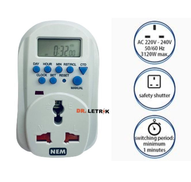 Weekly Plug Timer NEM MDT-269 DIGITAL WEEKLY PLUG IN TIMER | Lazada