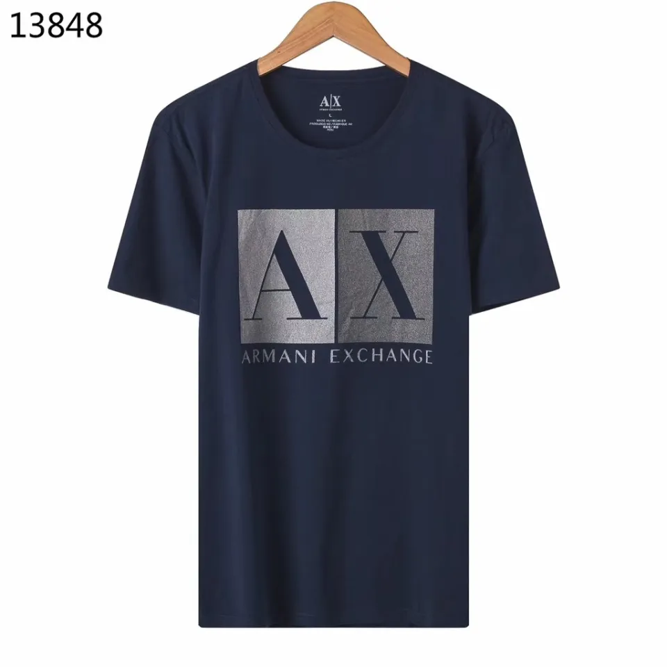 Hot sale Armani AX Men s Short Sleeve T Shirt Fashion Summer Round