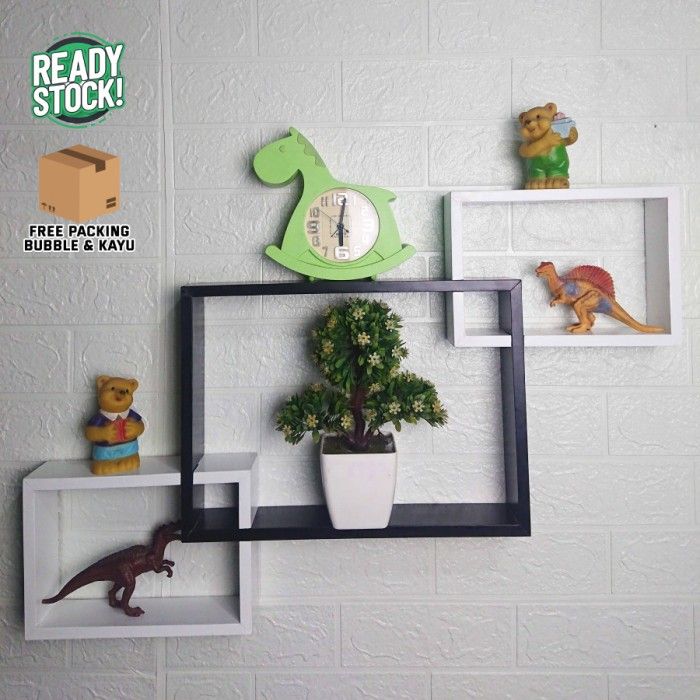 Rak Dinding Minimalis Tempel Tembok / Rak Dinding Kayu Simple Serbaguna