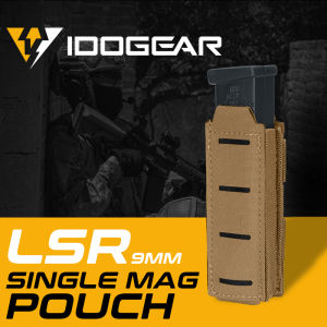 IDOGEAR Tactical LSR 9mm Magazine Pouch Single Magazine Carrier MOLLE Pouch Laser Cut Nylon Bag Tactical Magazine Holder 3568
