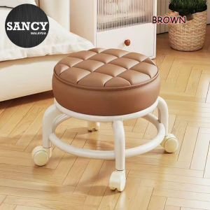 SANCY 360 degree Rotatable Small Chair Round Stool With Sofa Cushion Foot Pulley Moving Stool- Fulfilled by SANCY