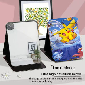 กระจกพับ สีดำ ขนาดพกพา size L / M แบบบางเฉียบ