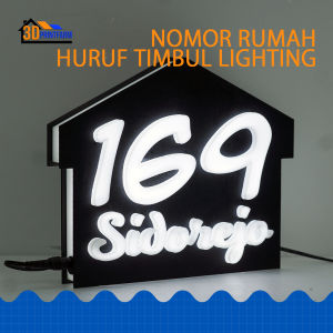 Nomor Rumah Huruf Timbul Lighting Model Home by 3D Print Custom Free Adaptor