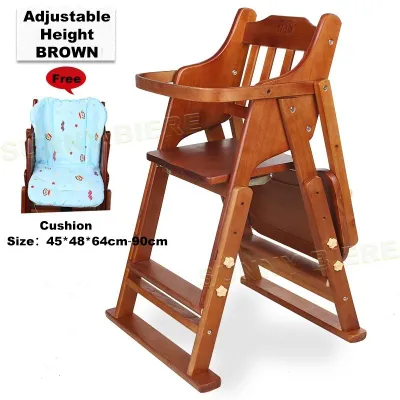 BabeGo Dining Chair Adjustable Chair Solid Wood Foldable Portable Children Chair With Cushion