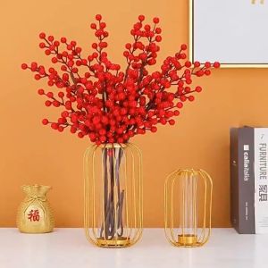 {TT} Metal Flower Vase Nordic Modern Golden Frame Table Decoration Plant Holder Tube Glass For Gift / Wedding Event - Pasu Bunga Bingkai Besi Hiasan Rumah Moden