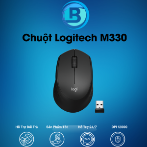 Chuột không dây Logitech M330 Silent Mouse 1000DPI 2.4GHz Silent USB - Hàng Chính Hãng Chuột không dây Logitech M330 Silent Plus giảm ồn 90% - USB 2.4GHz pin 2 năm phù hợp người thuận tay phải PC/ Laptop