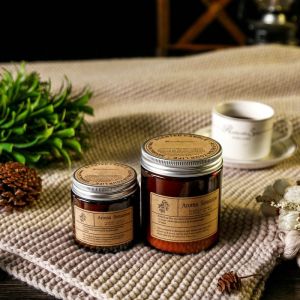 /Nordic Vintage Brown Glass Candle Jar Scented Candle Home Fragrance Aromatherapy Stress Relief Relax [80g] [200g]