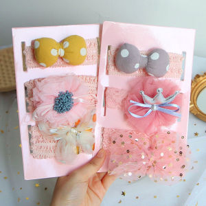 3Pcs/Set Cartoon Rabbit Baby Girls Headband Lace Flower Elastic Newborn Infant Hair Bands Turban Baby Hair Accessories