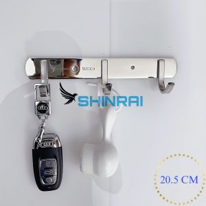 ( Dán Tường - Khoan Tường ) Móc Treo Đồ  Móc Treo Quần Áo Nhà Tắm INOX SUS304 SHINRAI 6 Móc Vuông