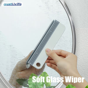JustLiving 2 Pcs Soft Window Glass Wiper Plastic Bathroom Tile Windows Water Stains Scraper Cleaning Brush for Washing Windows Mirror Cleaning Wiper Home Cleaning Tool