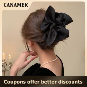 【 CANAMEK 】 New French Black Bowknot Hair Claws Large Shark Clips Girl Bow Grab Clips For Women Sweet Headwear Hair Accessories