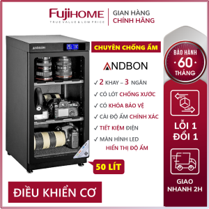 Tủ chống ẩm máy ảnh 50 lít Andbon AD-50C Tủ hút ẩm máy ảnh 50l ba ngăn công nghệ tiết kiệm điện giá rẻ