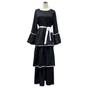 Muslim Women Dress Elegant Long Sleeved Dress Muslim Chiffon Abaya Maxi Dress