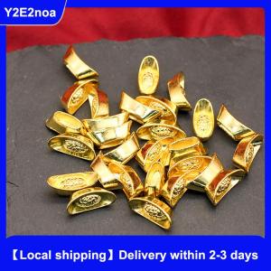 【Local shipping】 10pcs Ingot Gold Chinese Yuan Bao Wealth Golden Statue Ingots Decor Ornament Decorative Year New Bar Lucky Money Prosperity