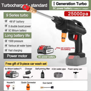 COD Water Pressure Washer High Pressure Wireless Car Washer Machine Portable Water Gun High Pressure with 168V 2 Lithium batteries