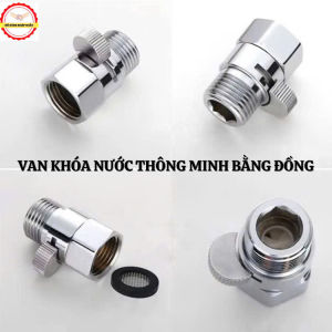 Van khóa nước thông minh bằng đồng thau đầu phi 21mm tặng kèm vòng lọc đầu vòi