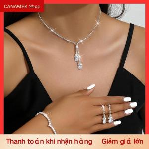 CS 3Pcs Thời Trang Phụ Nữ Của Trang Sức Set Với Zircon Bông Tai Dây Chuyền Vòng Đeo Tay Trang Trí Đám Cưới