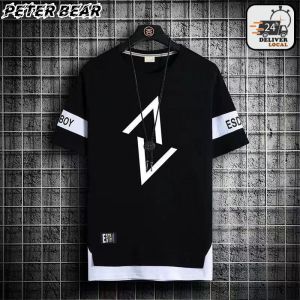 Summer fashion black fashion brand mens T-shirt suit loose round collar with casual jacket pants