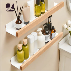 Beech woodbathroom shelf,Wall-Mounted Punch Storage Holders Racks living room no-hole punching Storage Shelves,shelves for wall2026